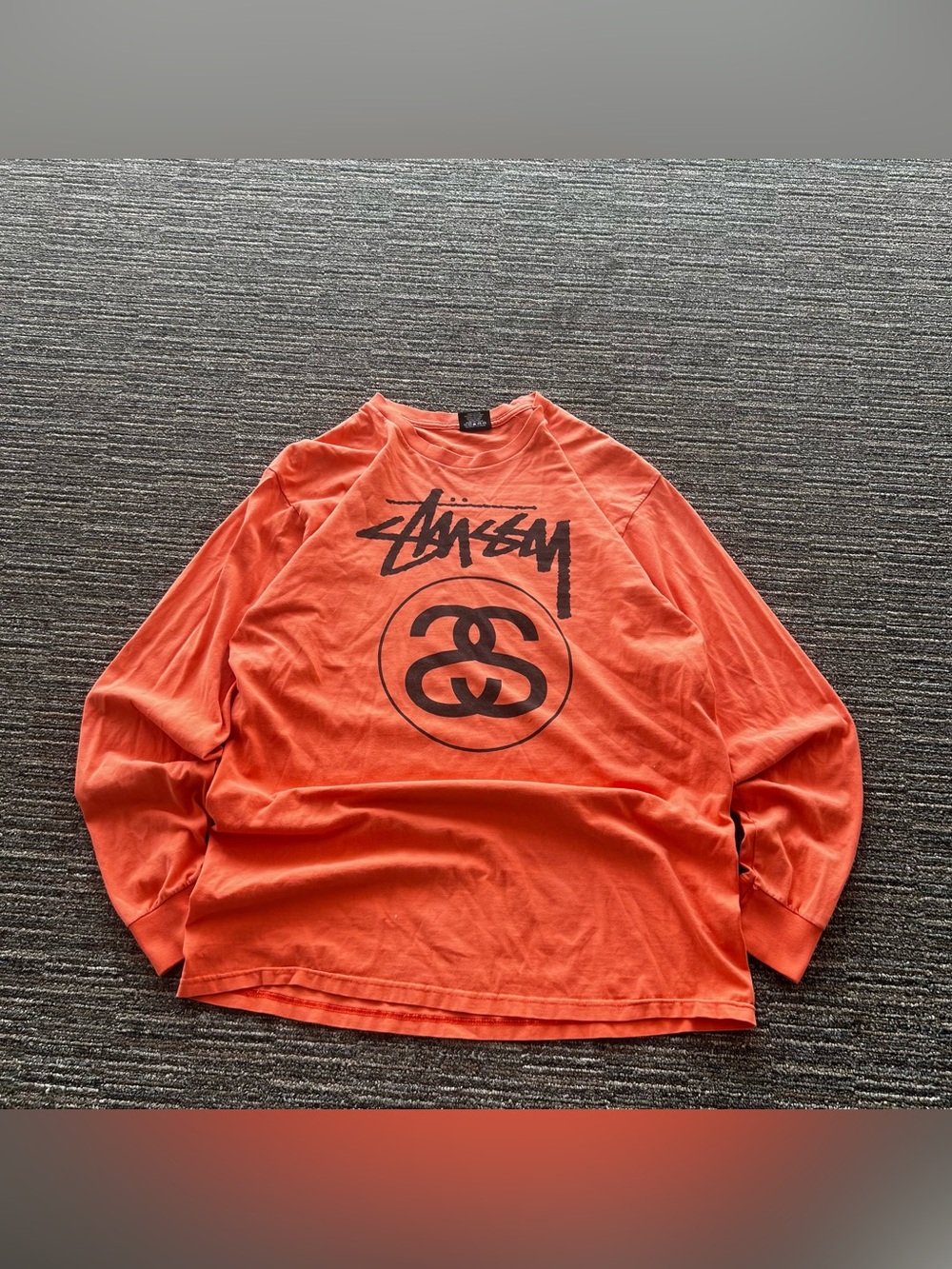 2000s Vintage RARE Stussy Y2K Orange Long Sleeve